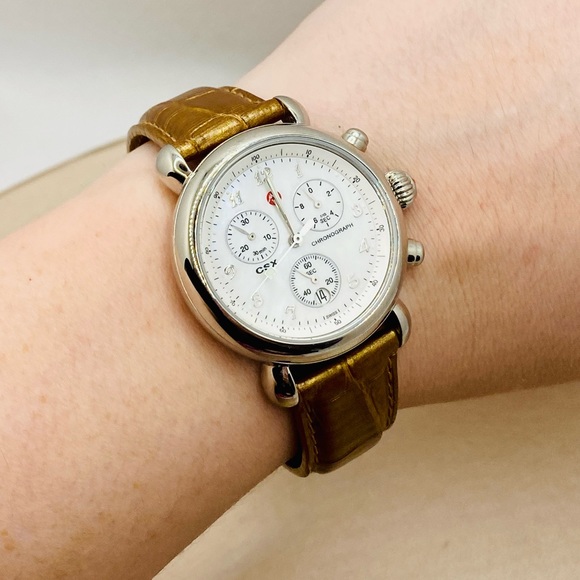 EUC Michele CSX 36mm Stainless Steel Chronograph Watch w/ Alligator Strap - Picture 15 of 16